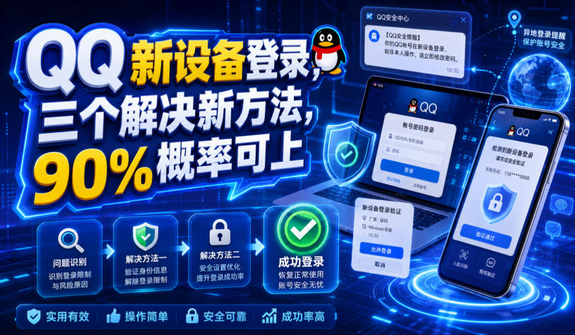 QQ新设备登录,三个解决新方法,90%概率可上网创吧-网创项目资源站-副业项目-创业项目-搞钱项目网创吧