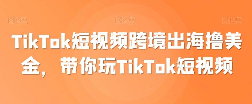 TikTok短视频跨境出海撸美金,带你玩TikTok短视频网创吧-网创项目资源站-副业项目-创业项目-搞钱项目网创吧