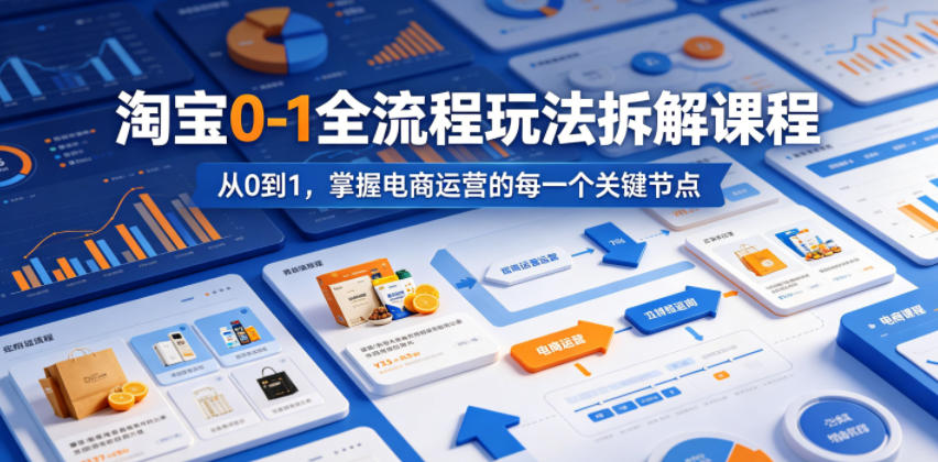 淘宝0-1全流程玩法拆解课程,从0到1,掌握电商运营的每一个关键节点网创吧-网创项目资源站-副业项目-创业项目-搞钱项目网创吧
