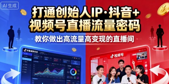 25年直播9-10两期线下课，打通创始人IP，抖音+视频号直播流量密码，教你做出高流量高变现的直播间网创吧-网创项目资源站-副业项目-创业项目-搞钱项目网创吧