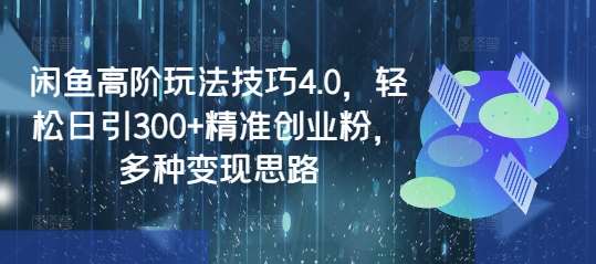 闲鱼高阶玩法技巧4.0,轻松日引300+精准创业粉,多种变现思路网创吧-网创项目资源站-副业项目-创业项目-搞钱项目网创吧
