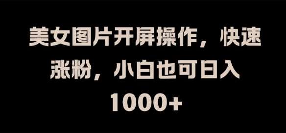 美女图片开屏操作,快速涨粉,小白也可日入1k【揭秘】网创吧-网创项目资源站-副业项目-创业项目-搞钱项目网创吧