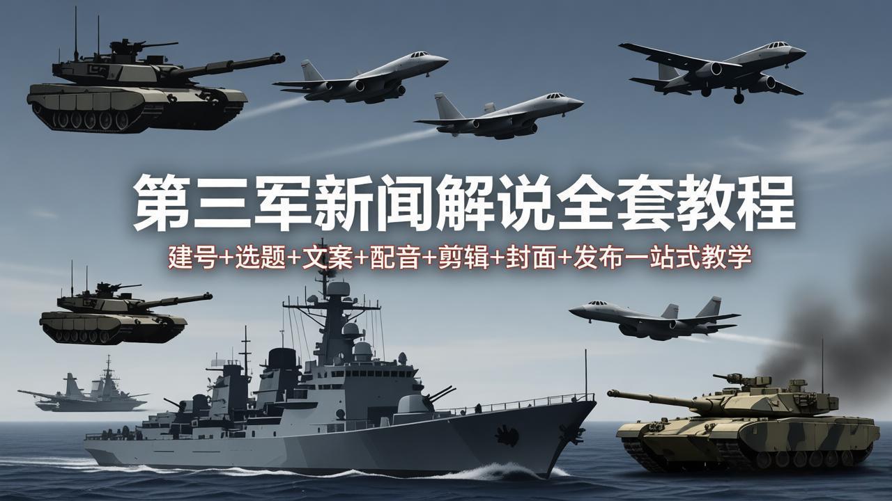 (18081期)第三军迷新闻解说全套教程:建号+选题+文案+配音+剪辑+封面+发布一站式教学网创吧-网创项目资源站-副业项目-创业项目-搞钱项目网创吧