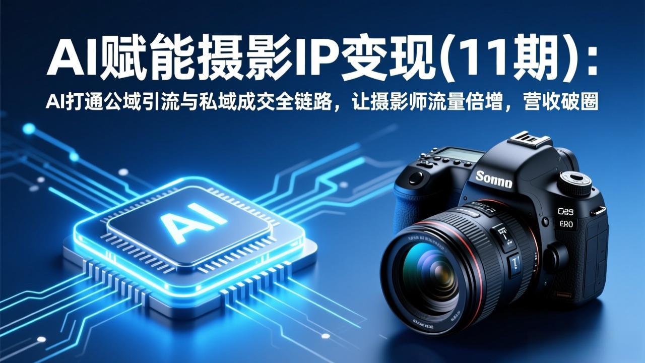 (17558期)AI赋能摄影IP变现(11期):AI打通公域引流与私域成交全链路,让摄影师流量倍增,营收破圈网创吧-网创项目资源站-副业项目-创业项目-搞钱项目网创吧