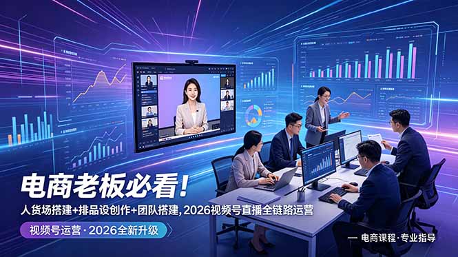 (18845期)电商老板必看!人货场搭建+排品设计+素材创作+团队搭建,2026视频号直播全链路运营网创吧-网创项目资源站-副业项目-创业项目-搞钱项目网创吧
