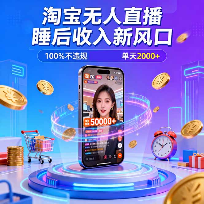 (16822期)淘宝无人直播,不违规不封号,直播100小时卖了5万,年底旺季!网创吧-网创项目资源站-副业项目-创业项目-搞钱项目网创吧