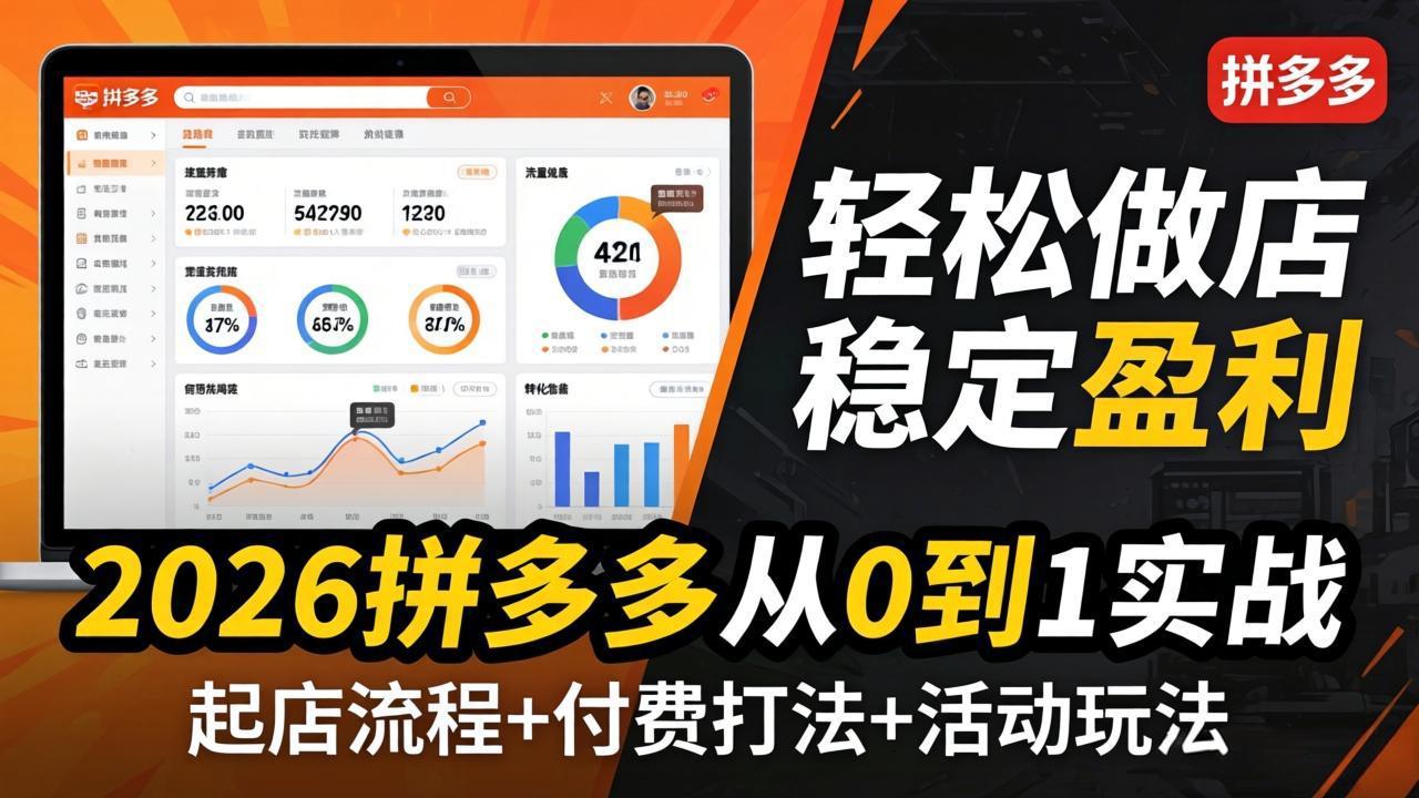 (17951期)2026拼多多从0到1实战-4月更新:最新起店流程+付费打法+活动玩法,轻松做店稳定盈利网创吧-网创项目资源站-副业项目-创业项目-搞钱项目网创吧
