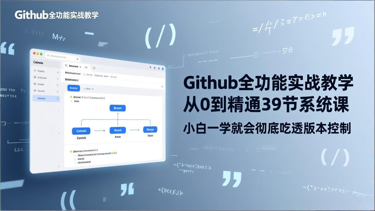 (17501期)GitHub-全功能实战教学,从0到精通39节系统课,小白一学就会彻底吃透版本控制网创吧-网创项目资源站-副业项目-创业项目-搞钱项目网创吧