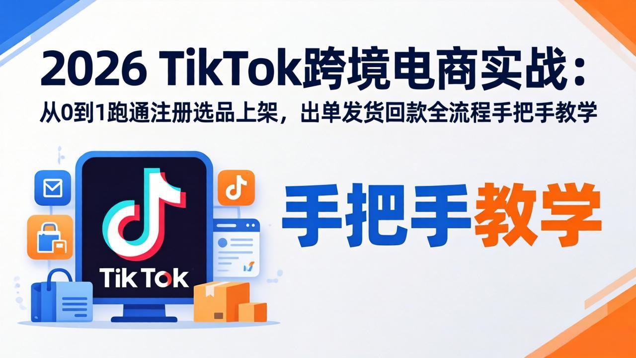 (18027期)2026TikTok跨境电商实战-更新:从0到1跑通注册选品上架,出单发货回款全流程手把手教学网创吧-网创项目资源站-副业项目-创业项目-搞钱项目网创吧