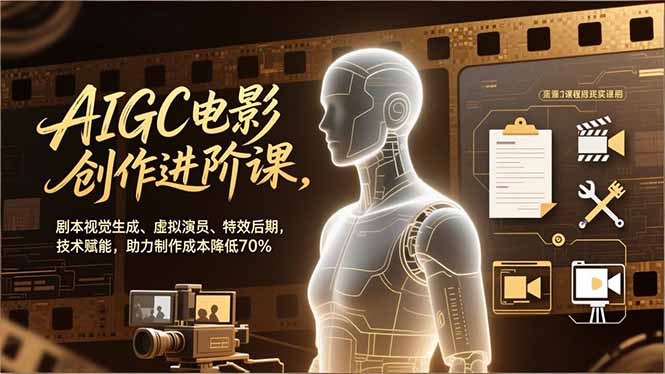 （16939期）AIGC电影创作进阶课，剧本视觉生成、虚拟演员、特效后期，技术赋能，助力制作成本降低70%网创吧-网创项目资源站-副业项目-创业项目-搞钱项目网创吧