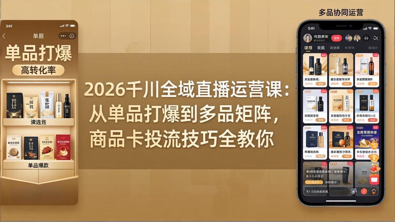 (18028期)2026千川全域直播运营课:从单品打爆到多品矩阵,商品卡投流技巧全教你网创吧-网创项目资源站-副业项目-创业项目-搞钱项目网创吧