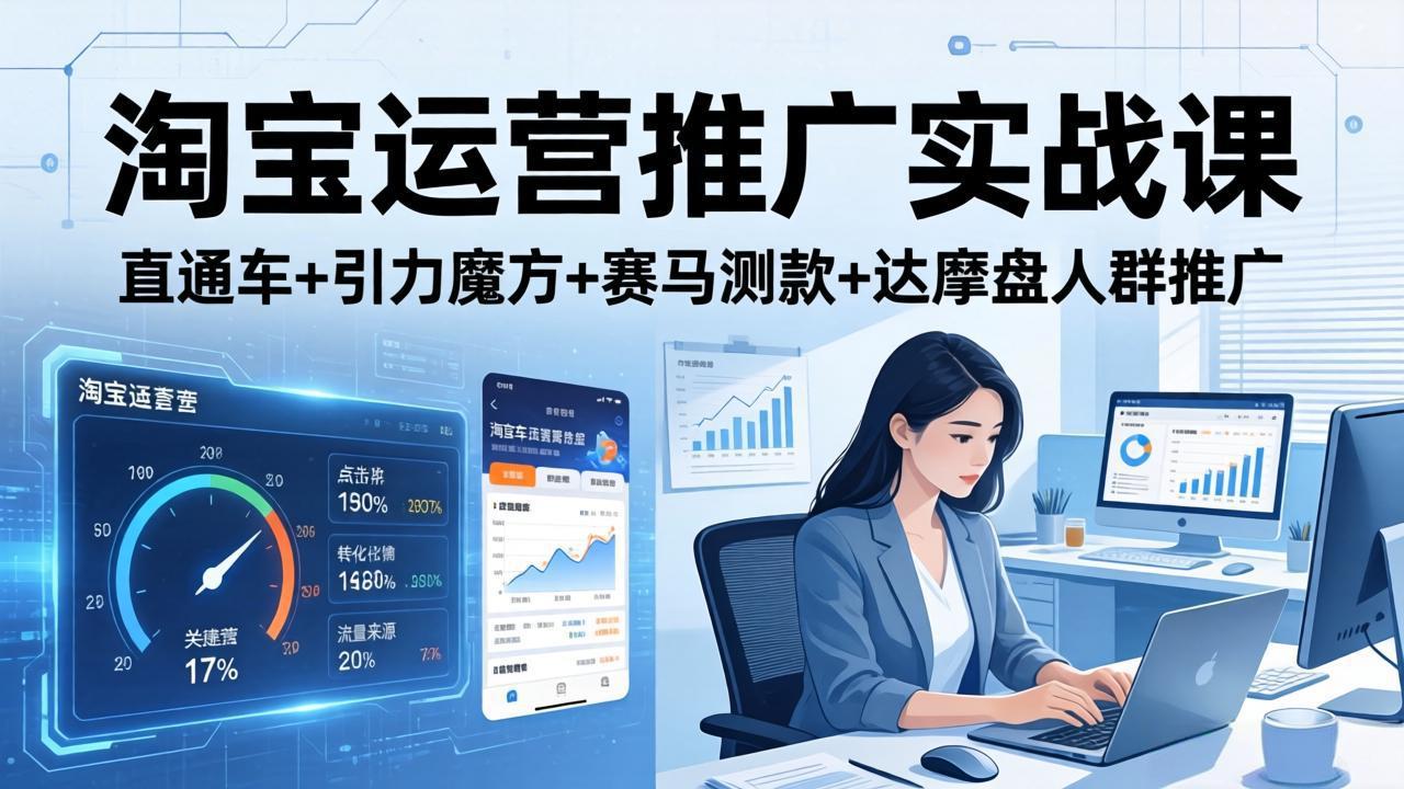 (18029期)淘宝运营推广实战课(更新26年4月)直通车+引力魔方+赛马测款+达摩盘人群推广等网创吧-网创项目资源站-副业项目-创业项目-搞钱项目网创吧