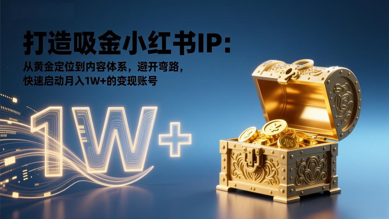 (17227期)打造吸金小红书IP:从黄金定位到内容体系,避开弯路,快速启动月入1W+的变现账号网创吧-网创项目资源站-副业项目-创业项目-搞钱项目网创吧