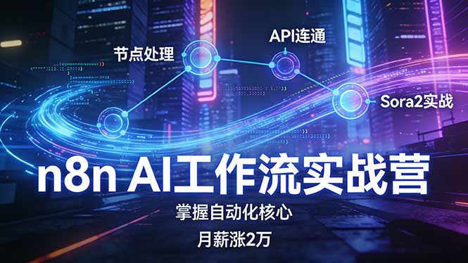 (17458期)n8n AI工作流实战营,节点处理+API连通+Sora2实战,掌握自动化核心月薪涨2万网创吧-网创项目资源站-副业项目-创业项目-搞钱项目网创吧