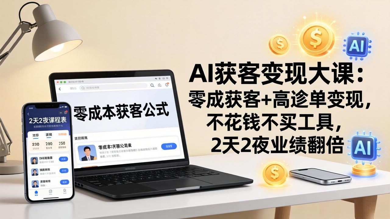 (17735期)AI获客变现大课:零成本获客+高客单变现,不花钱不买工具,2天2夜业绩翻倍网创吧-网创项目资源站-副业项目-创业项目-搞钱项目网创吧