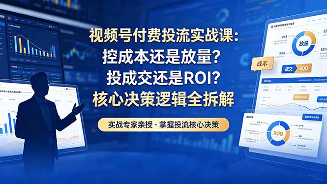 (18462期)视频号付费投流实战课-5月:控成本还是放量?投成交还是ROI?核心决策逻辑全拆解网创吧-网创项目资源站-副业项目-创业项目-搞钱项目网创吧