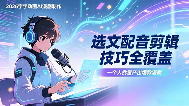 (17477期)2026字字动画AI漫剧制作-1期,选文配音剪辑技巧全覆盖,一个人就能批量产出爆款漫剧网创吧-网创项目资源站-副业项目-创业项目-搞钱项目网创吧
