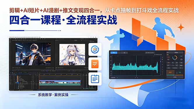 (18463期)剪辑+AI短片+AI漫剧+推文变现四合一,从卡点抽帧到打斗戏全流程实战网创吧-网创项目资源站-副业项目-创业项目-搞钱项目网创吧