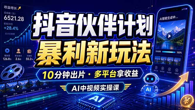 (18869期)抖音伙伴计划最新玩法,无需配音剪辑,10分钟出一条原创视频,轻松日入三位数网创吧-网创项目资源站-副业项目-创业项目-搞钱项目网创吧