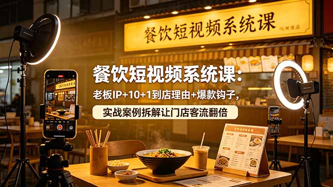 (18712期)餐饮短视频系统课:老板IP+10+1到店理由+爆款钩子,实战案例拆解让门店客流翻倍网创吧-网创项目资源站-副业项目-创业项目-搞钱项目网创吧