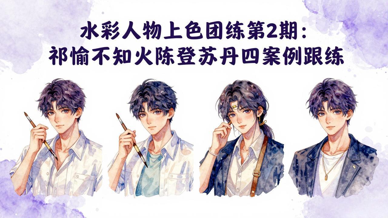 (17954期)水彩人物上色团练第2期:祁煜不知火陈登苏丹四案例跟练,手把手提升绘画能力网创吧-网创项目资源站-副业项目-创业项目-搞钱项目网创吧