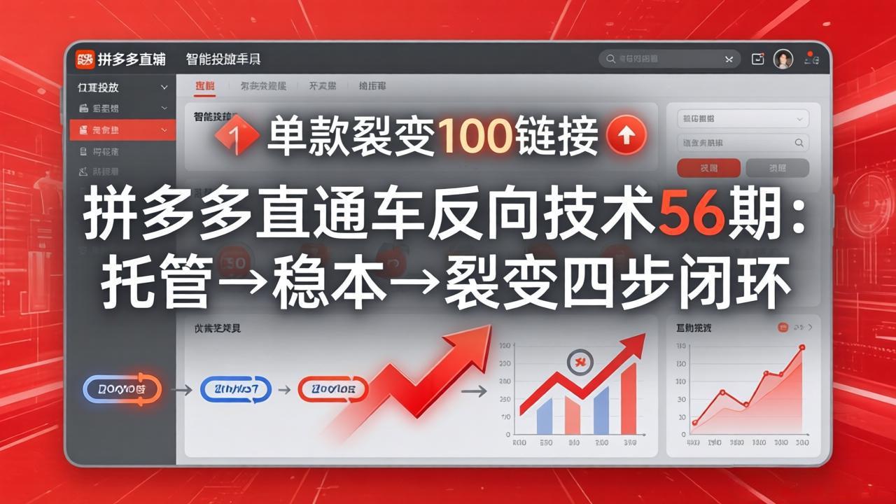 (17737期)拼多多直通车反向技术56期:托管→稳本→裂变四步闭环,单款裂变100链接抢占核心流量网创吧-网创项目资源站-副业项目-创业项目-搞钱项目网创吧