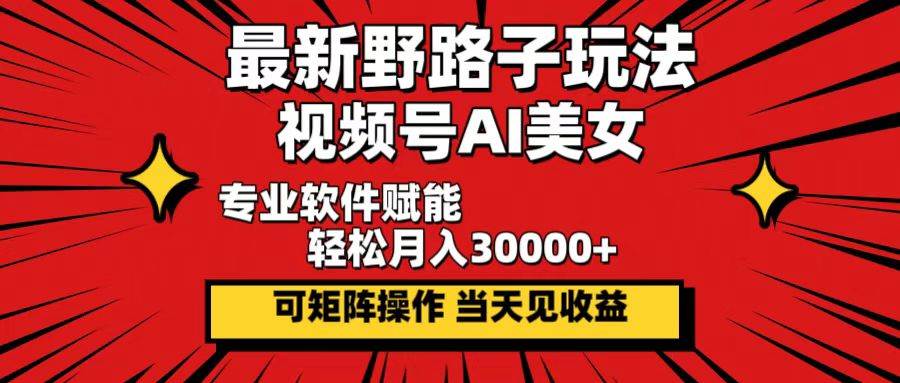 (12798期)最新野路子玩法,视频号AI美女,当天见收益,轻松月入30000+网创吧-网创项目资源站-副业项目-创业项目-搞钱项目网创吧