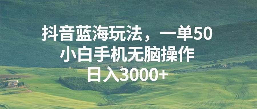 (13353期)抖音蓝海玩法,一单50,小白手机无脑操作,日入3000+网创吧-网创项目资源站-副业项目-创业项目-搞钱项目网创吧