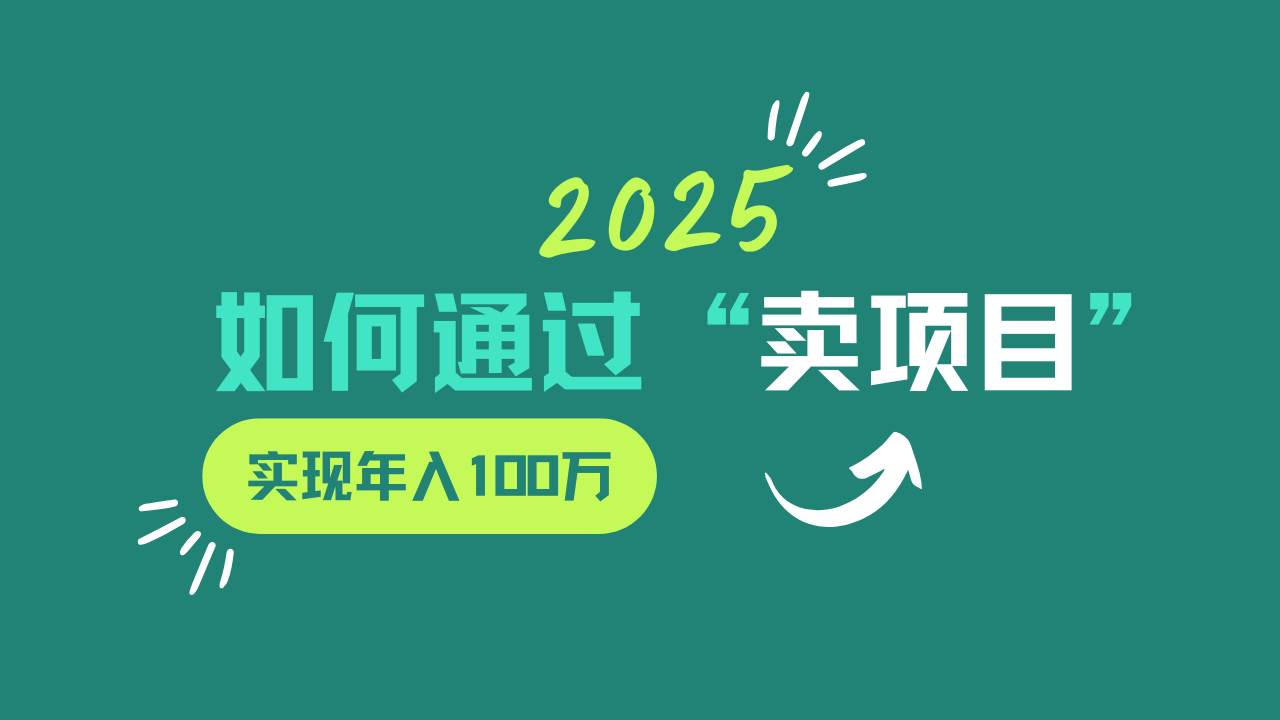 2025年如何通过“卖项目”实现年入100w网创吧-网创项目资源站-副业项目-创业项目-搞钱项目网创吧