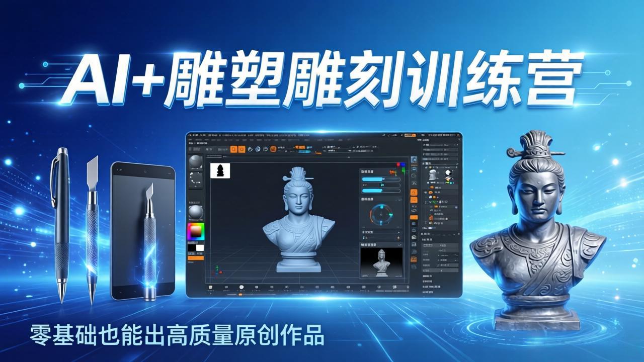 (17651期)AI+雕塑雕刻训练营:从AI创作、大模型训练到3D雕刻 + 渲染,零基础也能出高质量原创作品网创吧-网创项目资源站-副业项目-创业项目-搞钱项目网创吧