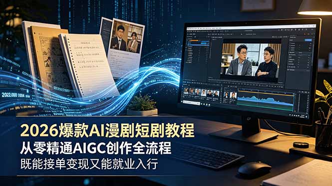 (18980期)2026 爆款 AI 漫剧短剧教程 从零精通 AIGC 创作全流程 既能接单变现又能就业入行网创吧-网创项目资源站-副业项目-创业项目-搞钱项目网创吧
