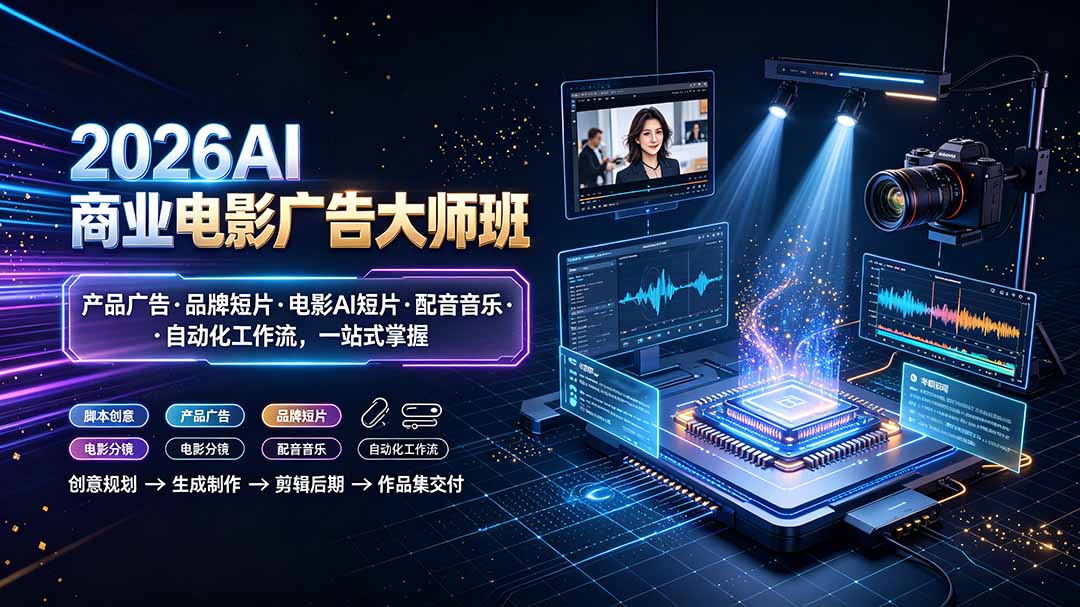 (19303期)2026AI商业电影广告大师班:产品广告·品牌短片·电影AI短片·配音音乐·自动化工作流,一站式掌握网创吧-网创项目资源站-副业项目-创业项目-搞钱项目网创吧