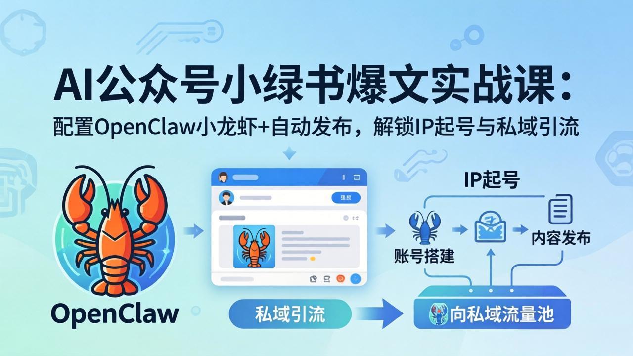 (18132期)AI公众号小绿书变现实战课:小绿书爆文写作+OpenClaw自动发布,解锁IP起号与私域引流网创吧-网创项目资源站-副业项目-创业项目-搞钱项目网创吧
