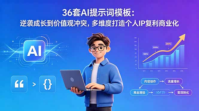 (18630期)36套AI提示词模板:逆袭成长到价值观冲突,多维度打造个人IP复利商业化网创吧-网创项目资源站-副业项目-创业项目-搞钱项目网创吧