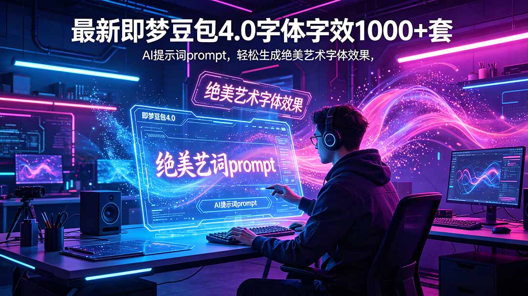 (18650期)最新即梦豆包4.0字体字效1000+套,AI提示词prompt,轻松生成绝美艺术字体效果网创吧-网创项目资源站-副业项目-创业项目-搞钱项目网创吧