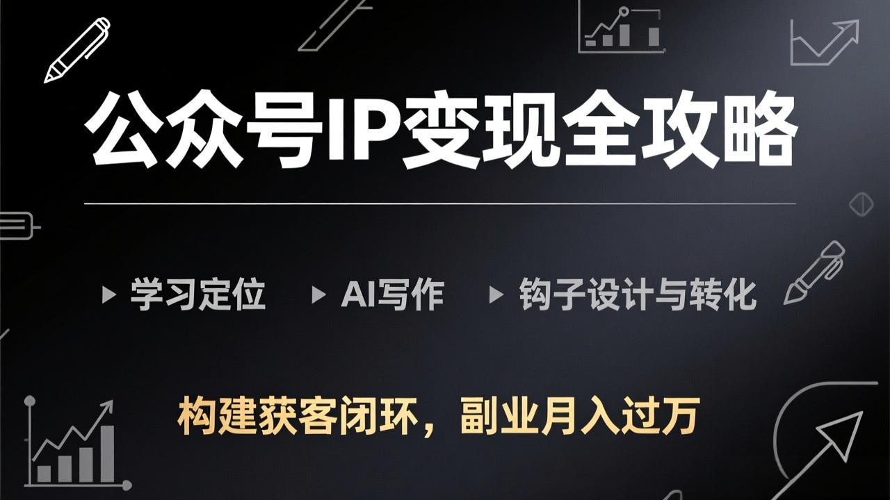 (17523期)公众号IP变现全攻略-更新,学习定位、AI写作、钩子设计与转化,构建获客闭环,副业月入过万网创吧-网创项目资源站-副业项目-创业项目-搞钱项目网创吧