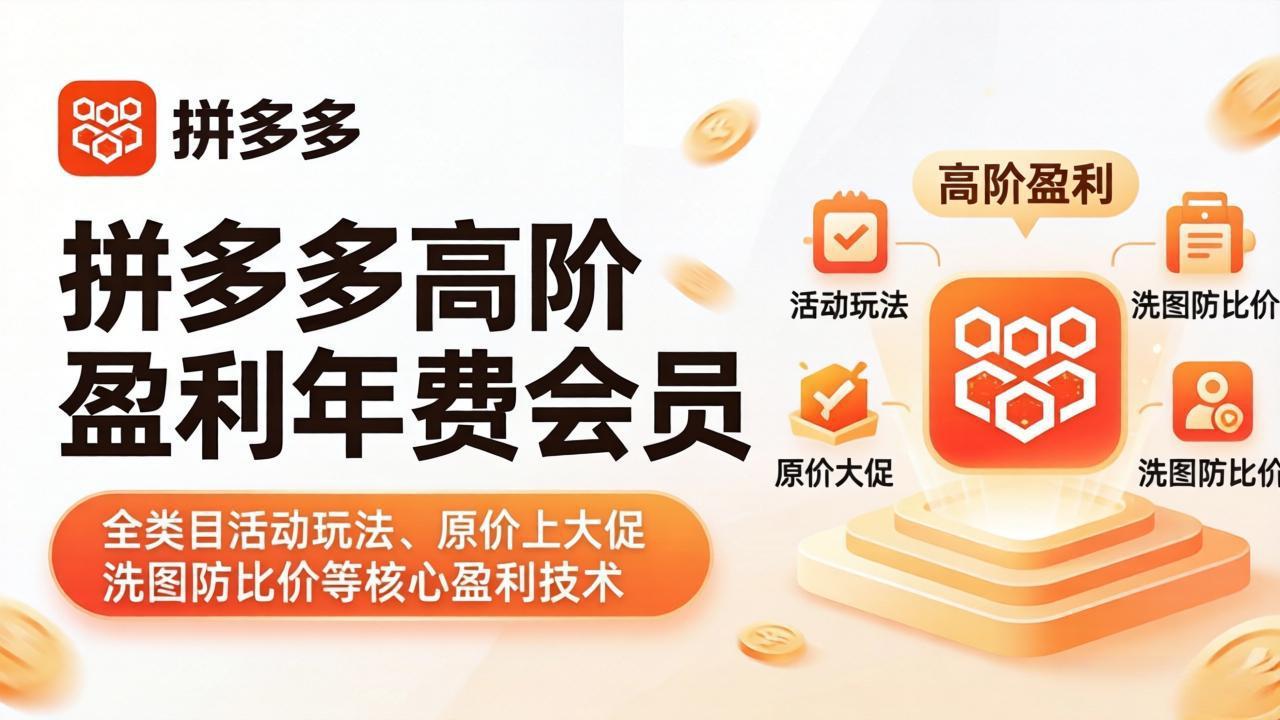 (18063期)拼多多高阶盈利年费会员(更新4月15):全类目活动玩法、原价上大促、洗图防比价等核心盈利技术网创吧-网创项目资源站-副业项目-创业项目-搞钱项目网创吧