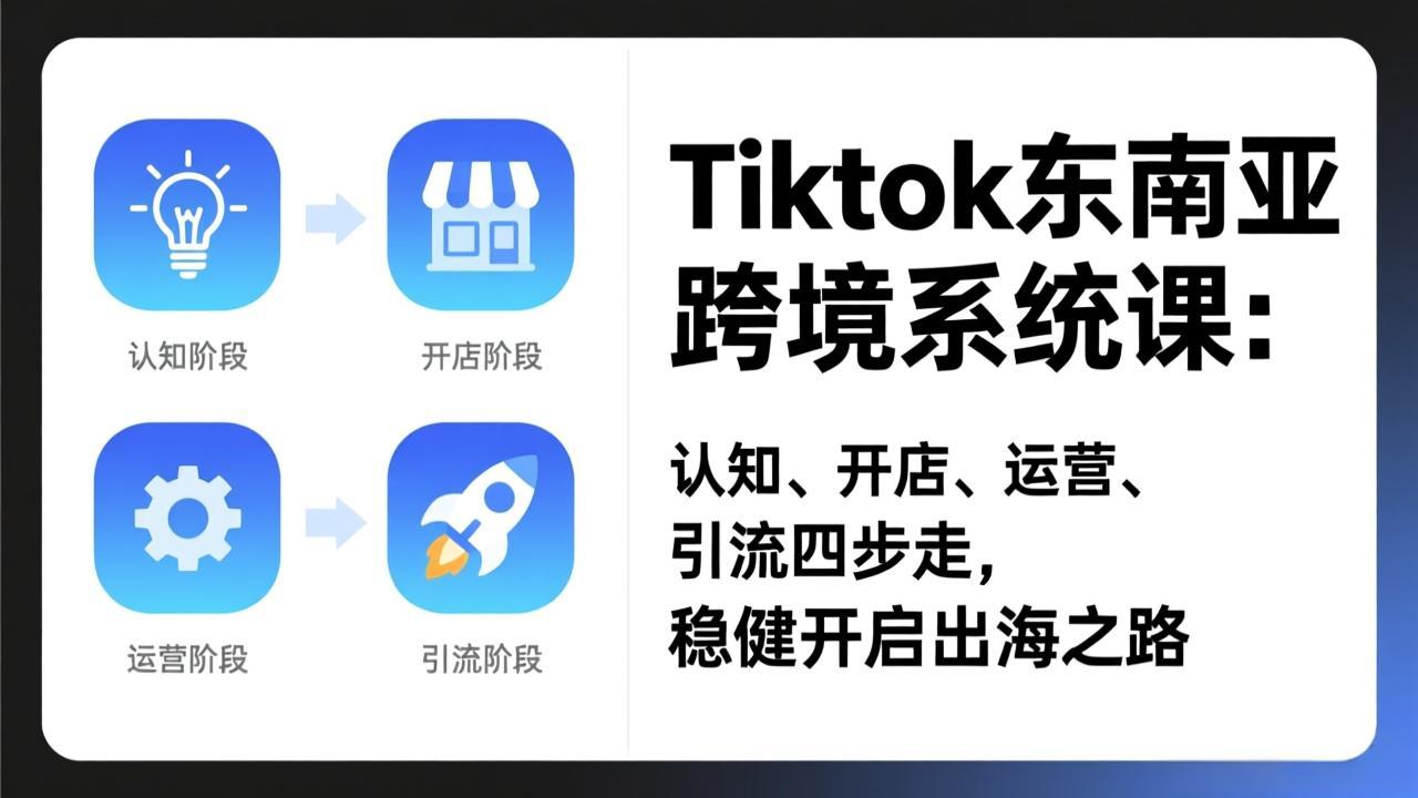 (17243期)TikTok东南亚跨境系统课:认知、开店、运营、引流四步走,稳健开启出海之路网创吧-网创项目资源站-副业项目-创业项目-搞钱项目网创吧
