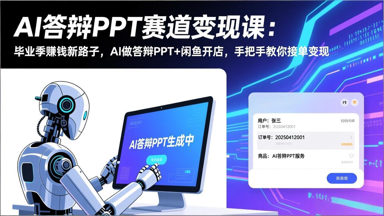(17546期)AI答辩PPT赛道变现课:毕业季赚钱新路子,AI做答辩PPT+闲鱼开店,手把手教你接单变现网创吧-网创项目资源站-副业项目-创业项目-搞钱项目网创吧