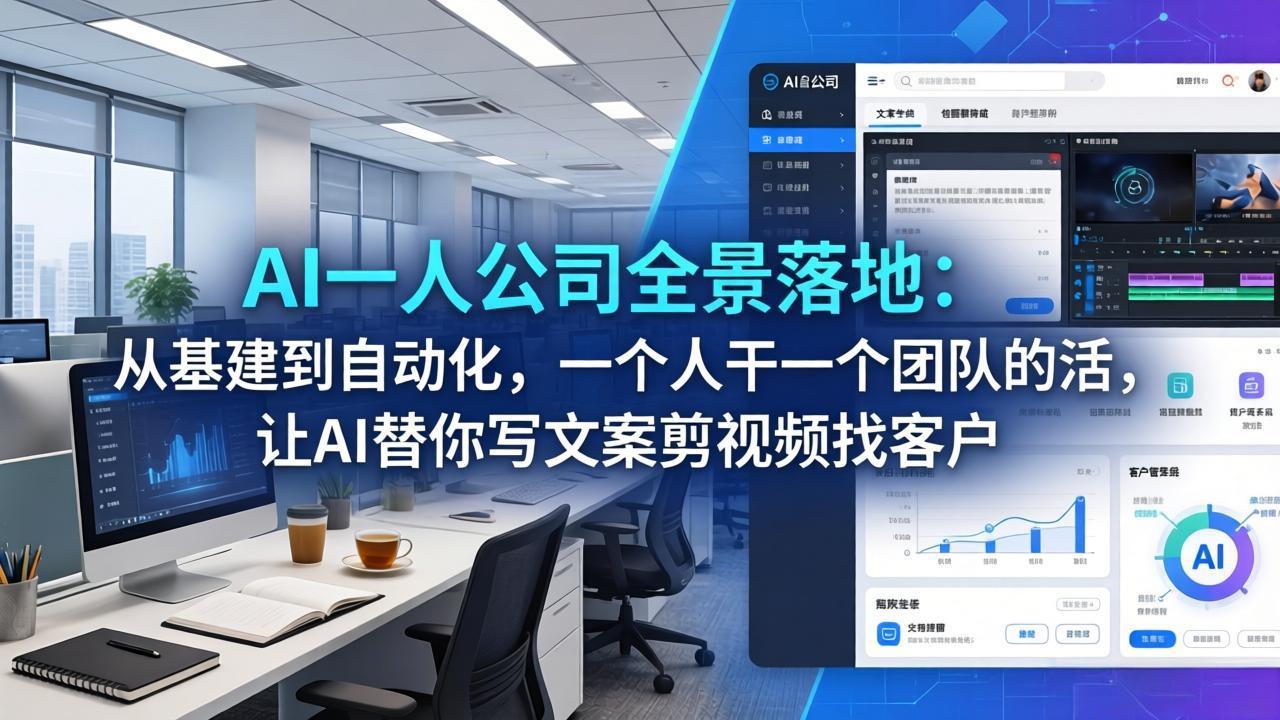 (17939期)AI一人公司全景落地:从基建到自动化,一个人干一个团队的活,让AI替你写文案剪视频找客户网创吧-网创项目资源站-副业项目-创业项目-搞钱项目网创吧