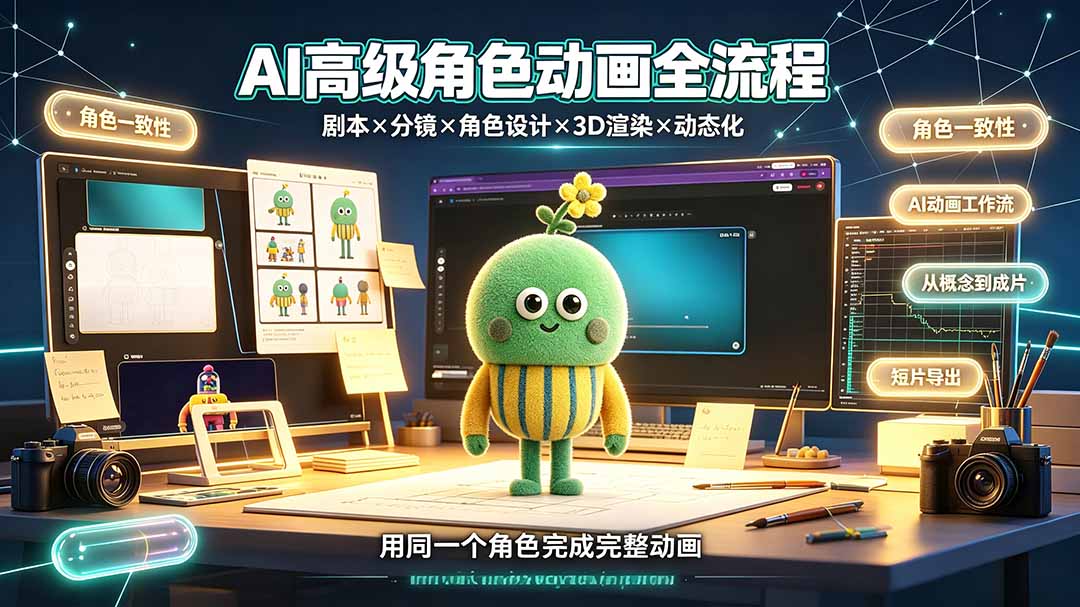 (19304期)AI高级角色动画全流程:剧本×分镜×角色设计×3D渲染×动态化,从概念到成片一站式教学网创吧-网创项目资源站-副业项目-创业项目-搞钱项目网创吧
