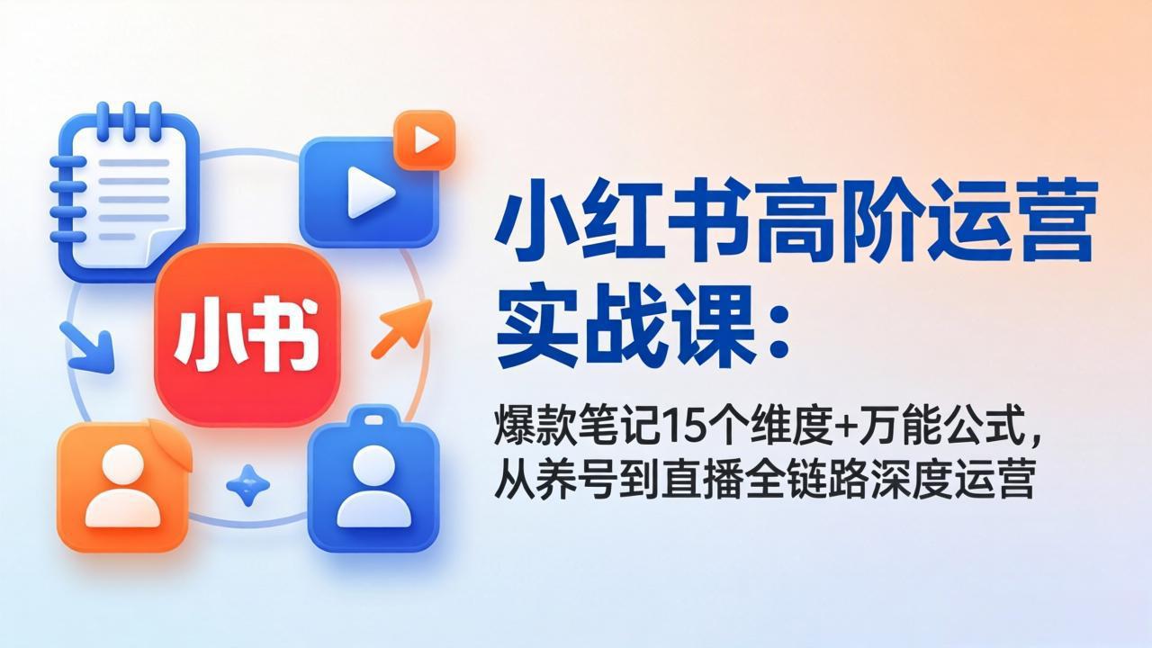 (17844期)小红书高阶运营实战课:爆款笔记15个维度+万能公式,从养号到直播全链路深度运营网创吧-网创项目资源站-副业项目-创业项目-搞钱项目网创吧