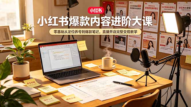 (19118期)小红书爆款内容进阶大课,零基础从定位养号到爆款笔记,直播开店完整变现教学网创吧-网创项目资源站-副业项目-创业项目-搞钱项目网创吧
