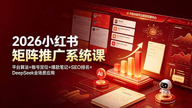 （19129期）2026小红书矩阵推广系统课：平台算法+账号定位+爆款笔记+SEO排名+DeepSeek全场景应用网创吧-网创项目资源站-副业项目-创业项目-搞钱项目网创吧