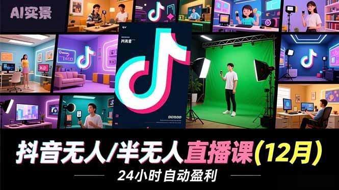 (16965期)抖音无人/半无人直播课(12月),AI实景、数字人、绿幕、多种玩法、24小时自动盈利网创吧-网创项目资源站-副业项目-创业项目-搞钱项目网创吧