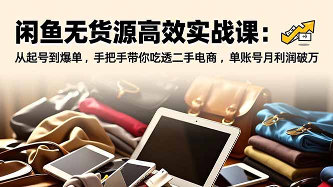 (16875期)闲鱼无货源高效实战课:从起号到爆单,手把手带你吃透二手电商,单账号月利润破万网创吧-网创项目资源站-副业项目-创业项目-搞钱项目网创吧