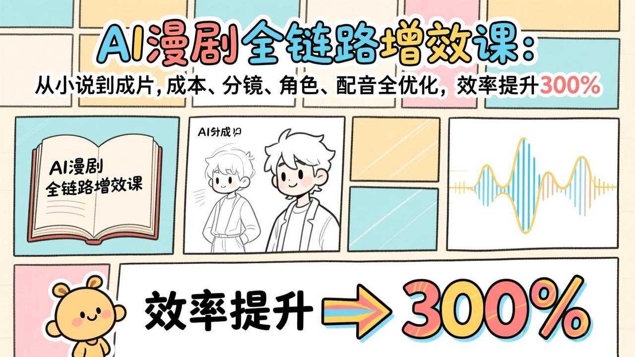 (17245期)AI漫剧全链路增效课:从小说到成片,成本、分镜、角色、配音全优化,效率提升300%网创吧-网创项目资源站-副业项目-创业项目-搞钱项目网创吧
