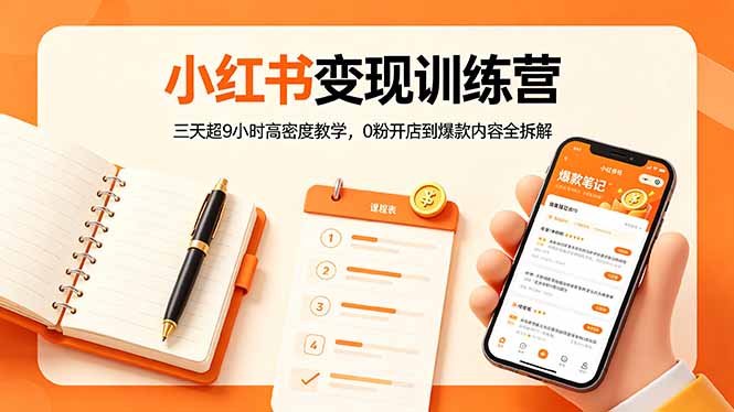 (18337期)小红书变现训练营:三天超9小时高密度教学,0粉开店到爆款内容全拆解网创吧-网创项目资源站-副业项目-创业项目-搞钱项目网创吧