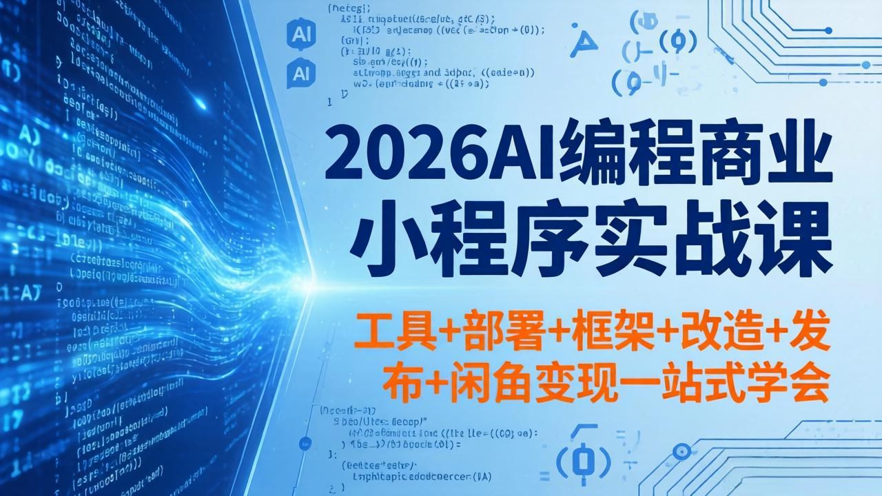 (18293期)2026AI编程商业小程序实战课,工具+部署+框架+改造+发布+闲鱼变现一站式学会网创吧-网创项目资源站-副业项目-创业项目-搞钱项目网创吧