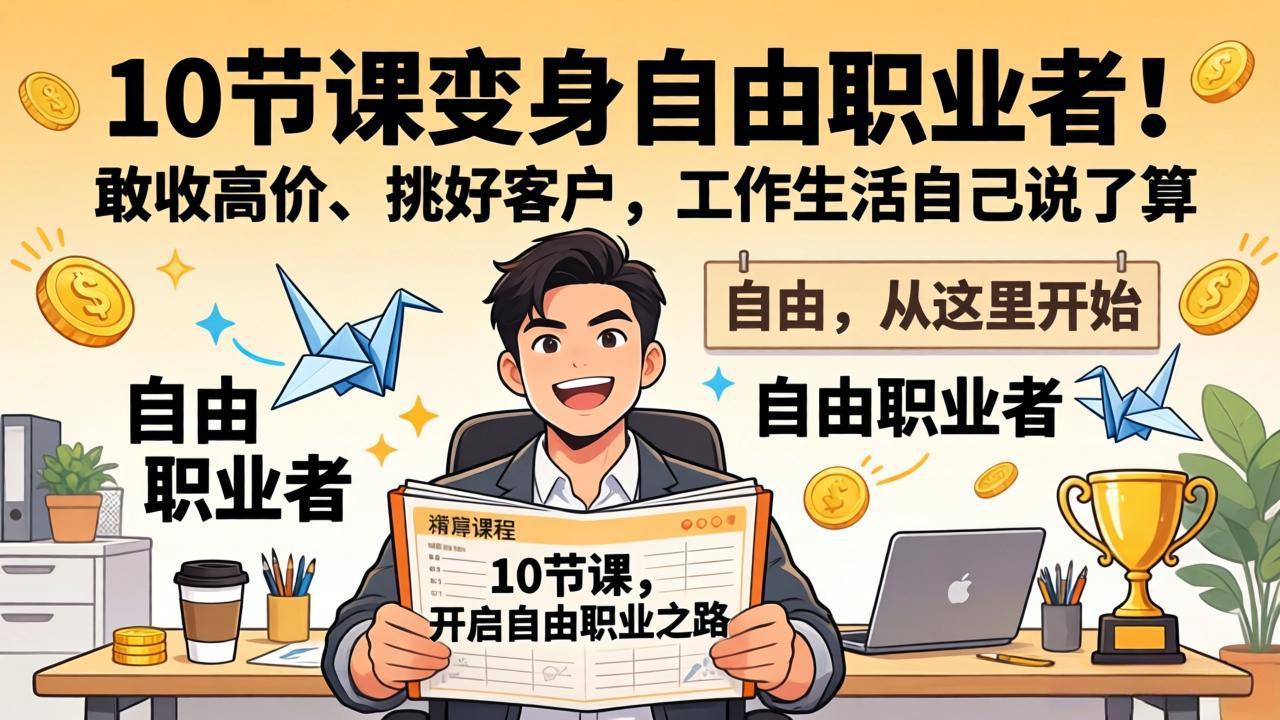 (17663期)10 节课变身自由职业者!敢收高价、挑好客户,工作生活自己说了算网创吧-网创项目资源站-副业项目-创业项目-搞钱项目网创吧